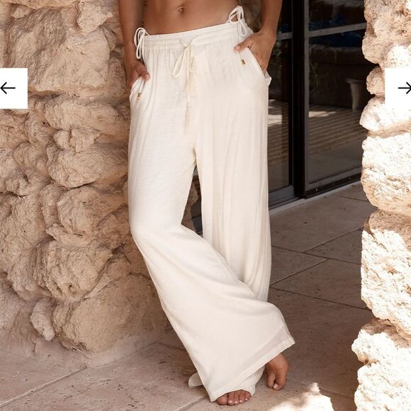 MONDAY Swimwear Tahiti Pants in Ivory New With Tags Size Medium - Picture 1 of 15